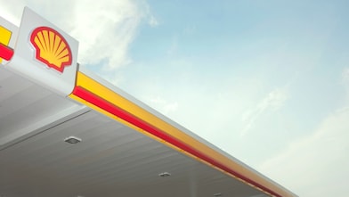 Emblème du pétoncle Shell sur une station-service