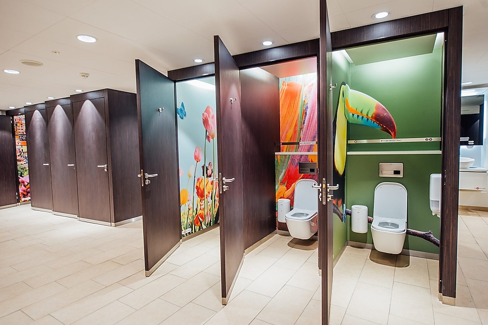 Upgraded toilet and shower amenities offering unprecedented comfort
