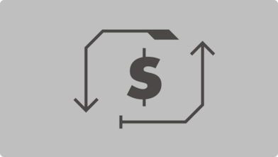 Signe de dollar avec icône de flèches