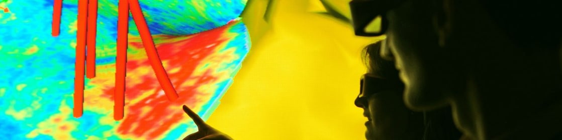 Image sismique représentant des trajectoires de puits montrant comment différentes sources de données de sub-surface peuvent être intégrées. 