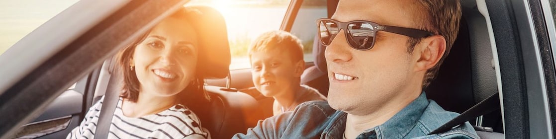 Family lookin gout of car window