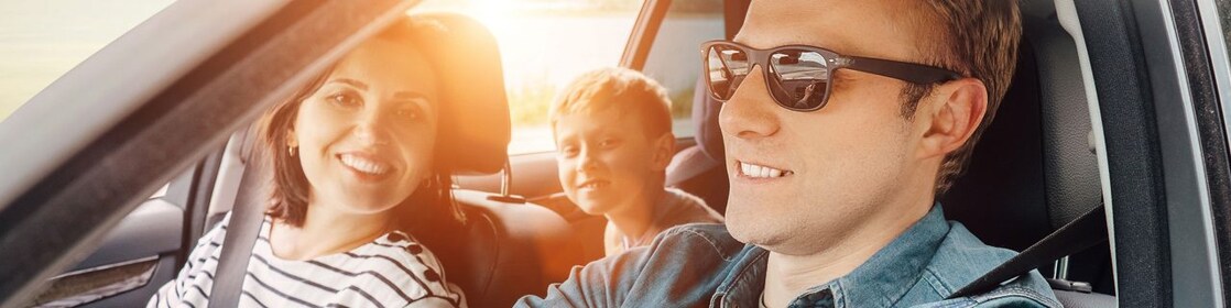 Family lookin gout of car window
